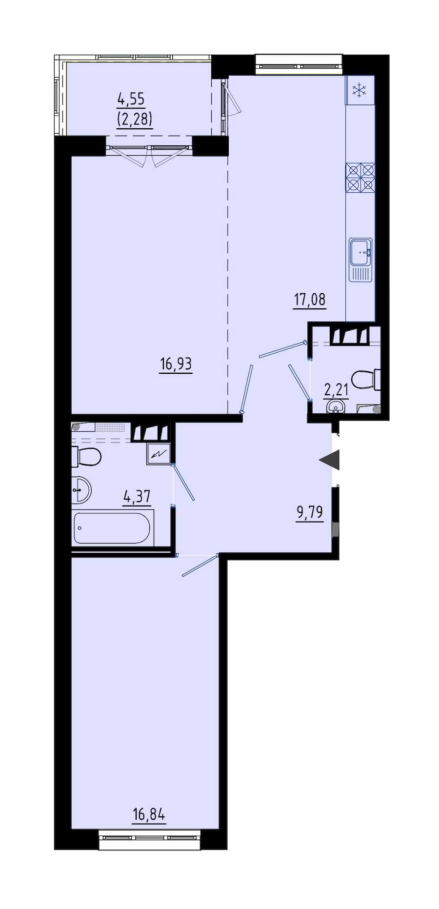 Однокомнатная квартира в : площадь 67.6 м2 , этаж: 1 – купить в Санкт-Петербурге
